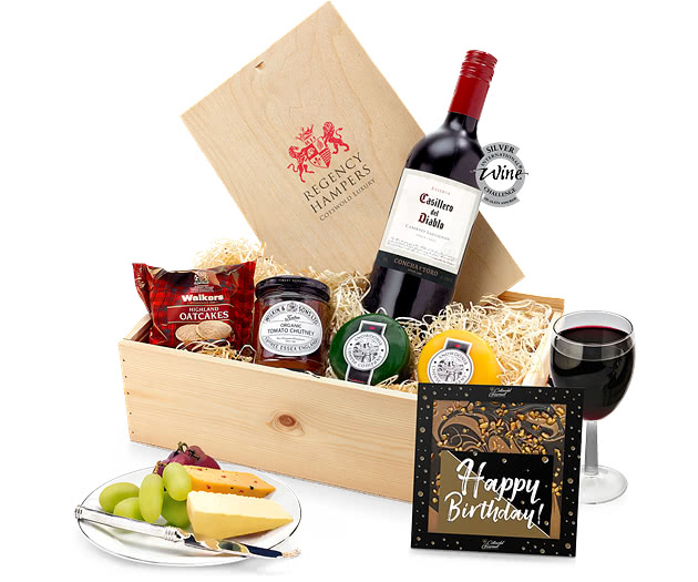 Birthday Surprise Gift Box With Red Wine